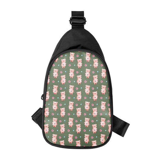 Vintage Pink Pig Pattern Print Chest Bag