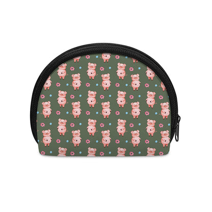 Vintage Pink Pig Pattern Print Coin Purse