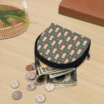 Vintage Pink Pig Pattern Print Coin Purse