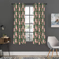 Vintage Pink Pig Pattern Print Grommet Curtain Panels