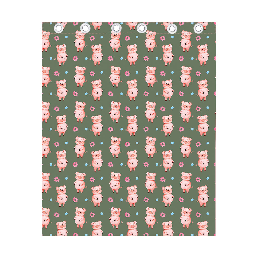 Vintage Pink Pig Pattern Print Curtain