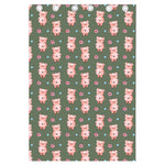 Vintage Pink Pig Pattern Print Curtain