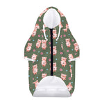 Vintage Pink Pig Pattern Print Dog Zip Up Hoodie