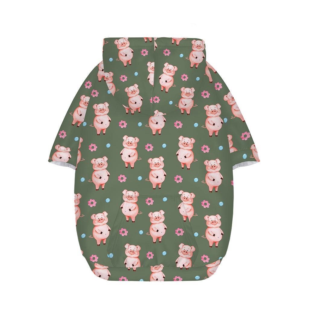 Vintage Pink Pig Pattern Print Dog Zip Up Hoodie