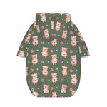 Vintage Pink Pig Pattern Print Dog Zip Up Hoodie