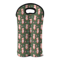 Vintage Pink Pig Pattern Print Double Neoprene Wine Tote