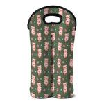 Vintage Pink Pig Pattern Print Double Neoprene Wine Tote
