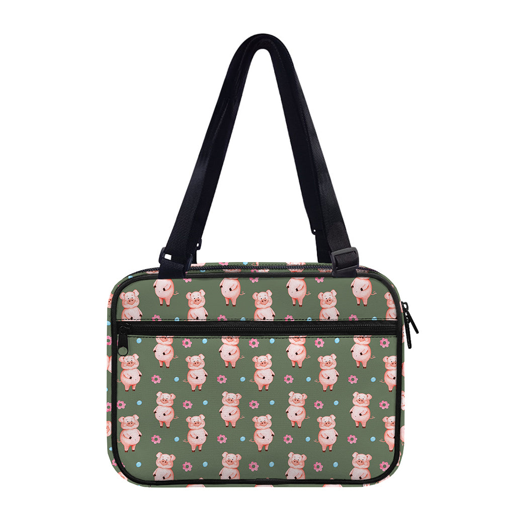 Vintage Pink Pig Pattern Print Double Strap Bible Bag