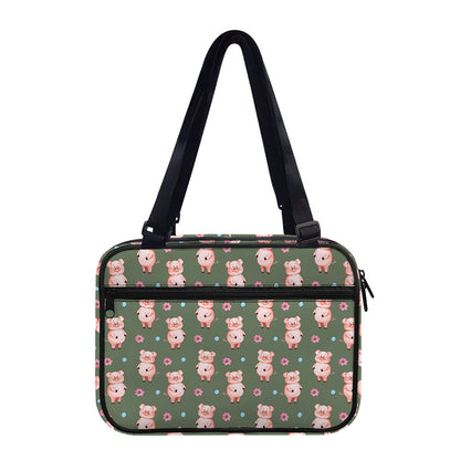 Vintage Pink Pig Pattern Print Double Strap Bible Bag