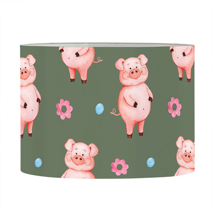 Vintage Pink Pig Pattern Print Drum Lamp Shade