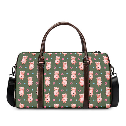 Vintage Pink Pig Pattern Print Duffle Bag