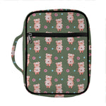Vintage Pink Pig Pattern Print Front Pocket Bible Bag