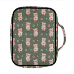 Vintage Pink Pig Pattern Print Front Pocket Bible Bag