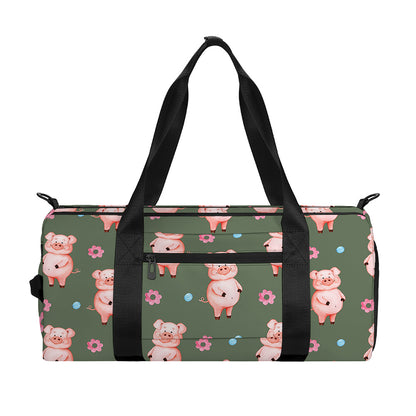 Vintage Pink Pig Pattern Print Gym Bag