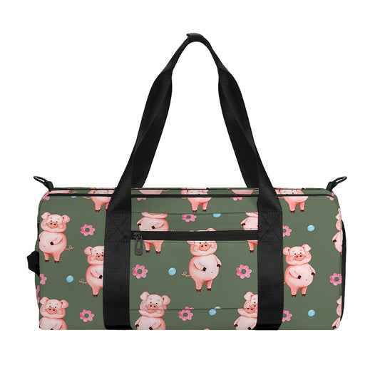 Vintage Pink Pig Pattern Print Gym Bag