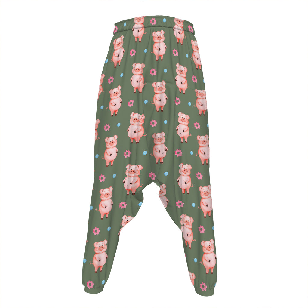 Vintage Pink Pig Pattern Print Hammer Pants