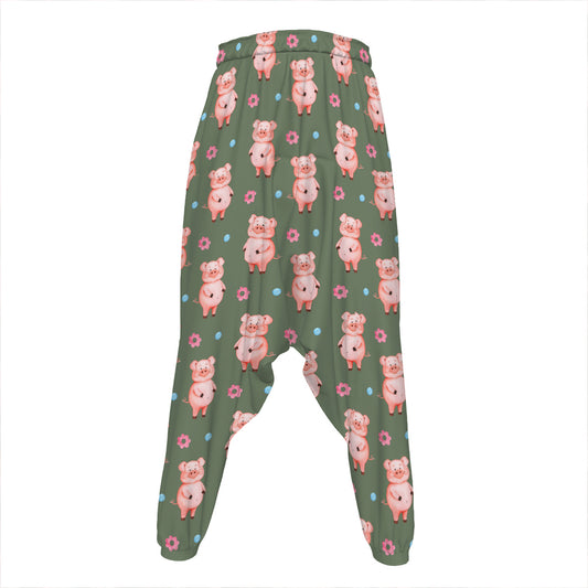 Vintage Pink Pig Pattern Print Hammer Pants