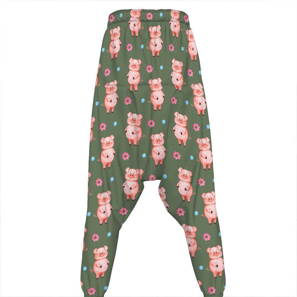 Vintage Pink Pig Pattern Print Hammer Pants