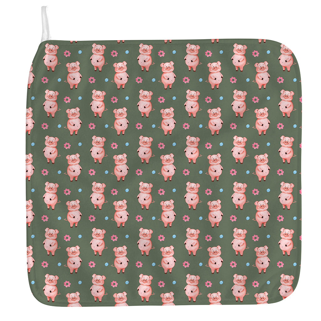 Vintage Pink Pig Pattern Print Hand Towel