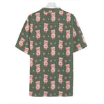 Vintage Pink Pig Pattern Print Hawaiian Shirt