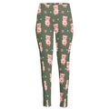 Vintage Pink Pig Pattern Print High-Waisted Pocket Leggings