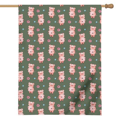 Vintage Pink Pig Pattern Print House Flag