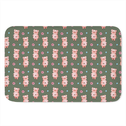 Vintage Pink Pig Pattern Print Indoor Door Mat