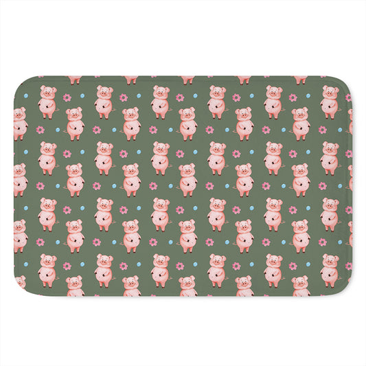 Vintage Pink Pig Pattern Print Indoor Door Mat