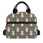 Vintage Pink Pig Pattern Print Insulated Lunch Bag