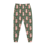 Vintage Pink Pig Pattern Print Jogger Pants