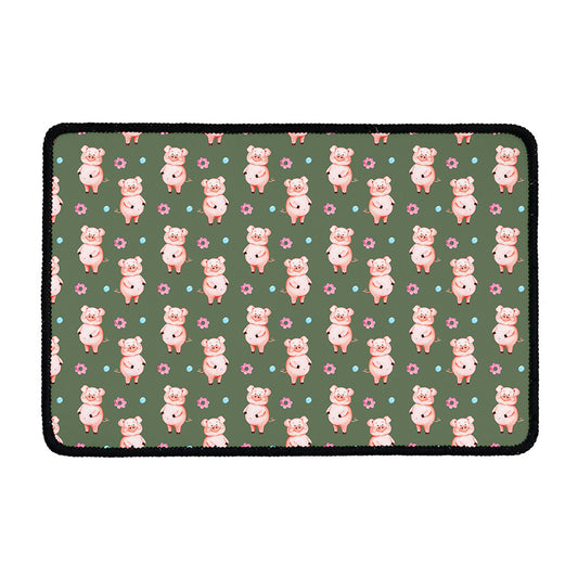 Vintage Pink Pig Pattern Print Kitchen Mat
