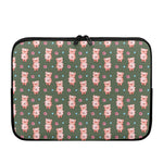 Vintage Pink Pig Pattern Print Laptop Sleeve