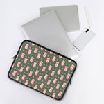 Vintage Pink Pig Pattern Print Laptop Sleeve