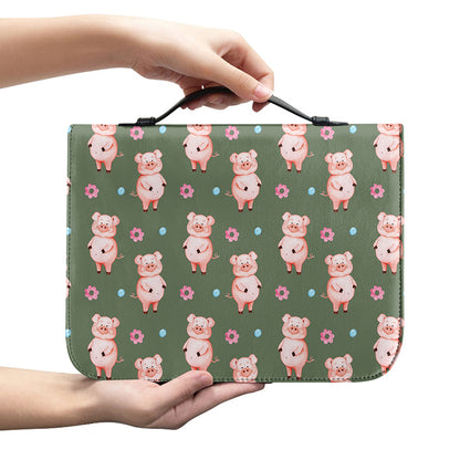 Vintage Pink Pig Pattern Print Leather Bible Cover
