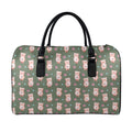 Vintage Pink Pig Pattern Print Leather Duffel Bag