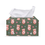 Vintage Pink Pig Pattern Print Leather Tissue Box Cover