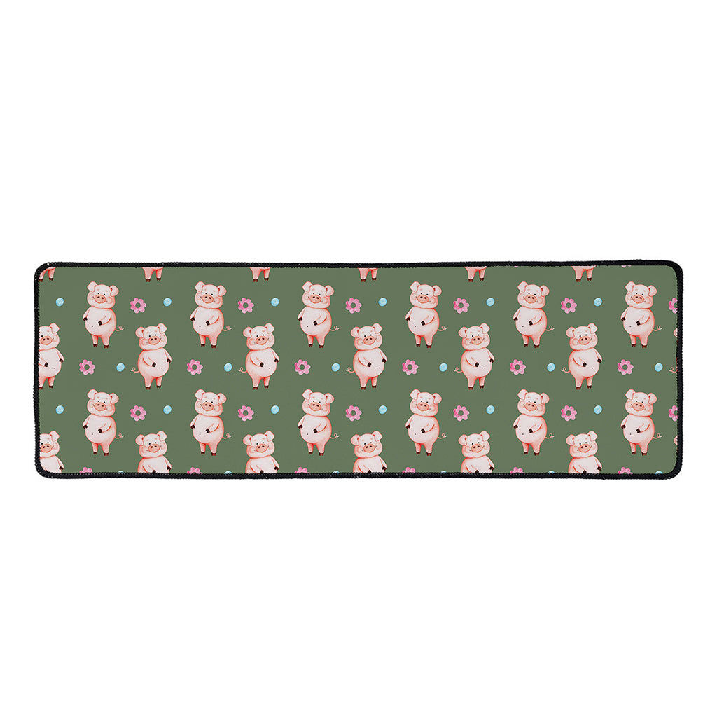 Vintage Pink Pig Pattern Print Long Kitchen Mat