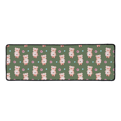Vintage Pink Pig Pattern Print Long Kitchen Mat