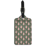 Vintage Pink Pig Pattern Print Luggage Tag