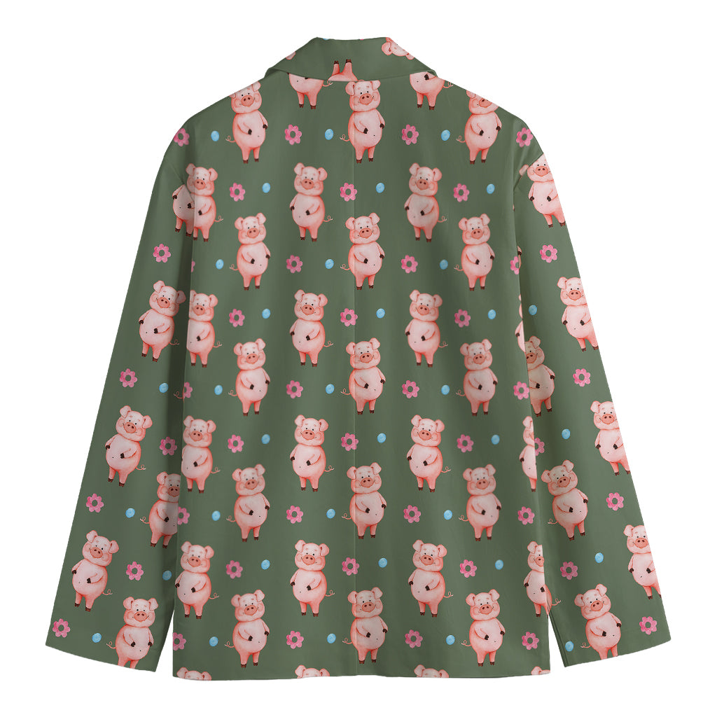 Vintage Pink Pig Pattern Print Men's Blazer