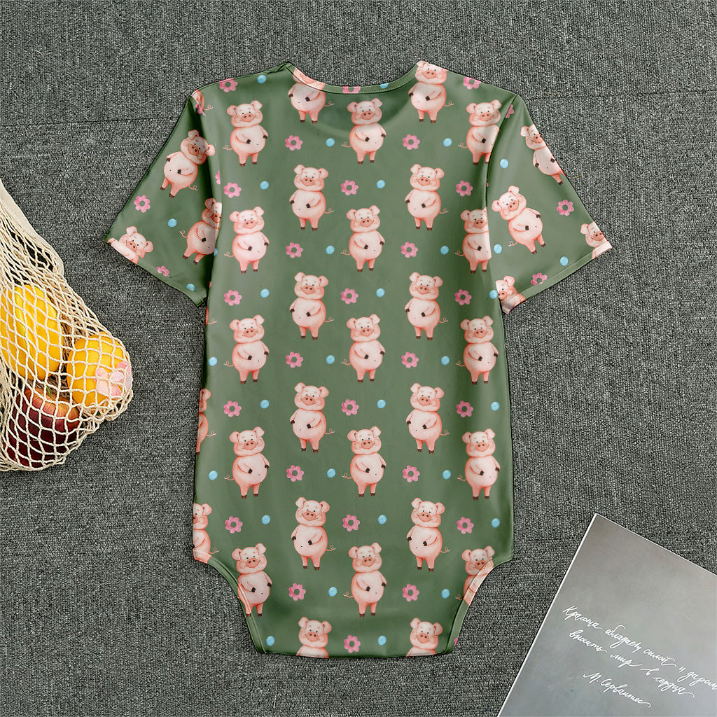 Vintage Pink Pig Pattern Print Men's Bodysuit