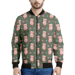 Vintage Pink Pig Pattern Print Men's Bomber Jacket