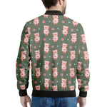 Vintage Pink Pig Pattern Print Men's Bomber Jacket