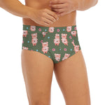 Vintage Pink Pig Pattern Print Men's Briefs