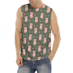 Vintage Pink Pig Pattern Print Men's Fitness Tank Top