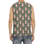 Vintage Pink Pig Pattern Print Men's Fitness Tank Top