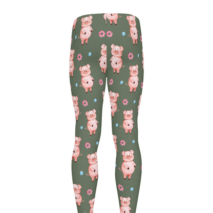 Vintage Pink Pig Pattern Print Men's leggings