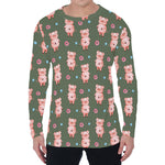 Vintage Pink Pig Pattern Print Men's Long Sleeve T-Shirt