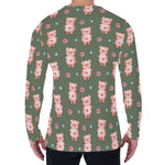 Vintage Pink Pig Pattern Print Men's Long Sleeve T-Shirt