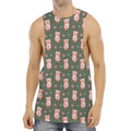 Vintage Pink Pig Pattern Print Men's Muscle Tank Top